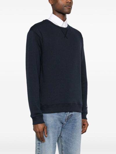 Shop Valentino Logo Cotton Sweatshirt In Blue
