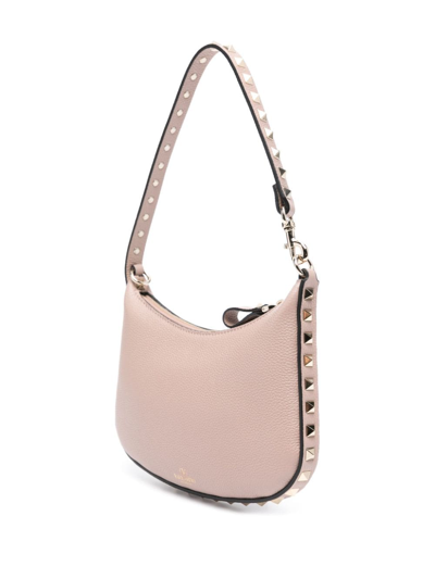 Shop Valentino Rockstud Mini Leather Hobo Bag In Pink