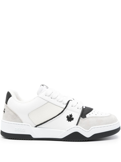 Dsquared2 Leather And Suede Spiker Low-top Sneakers In Black