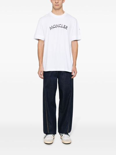 Shop Moncler Logo Cotton T-shirt In White