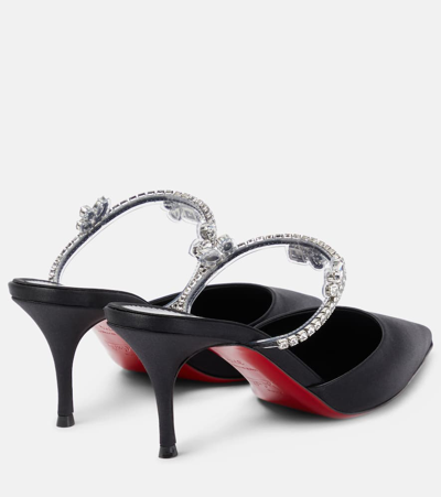 Christian Louboutin Verzierte Mules Planet Queen 70 Aus Satin In Schwarz
