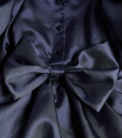 Shop Caroline Bosmans Gloss Bow-detail Ruffled Dress In Blue