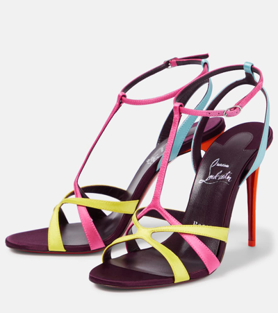 Shop Christian Louboutin Tangueva 100 Satin Sandals In Multicolor