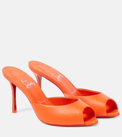 Shop Christian Louboutin Me Dolly 85 Leather Mules In Orange