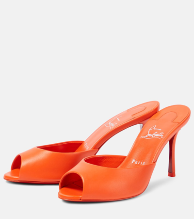 Shop Christian Louboutin Me Dolly 85 Leather Mules In Orange