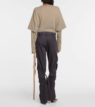 Acne Studios Washed Cotton-canvas Wide-leg Cargo Trousers In Grau