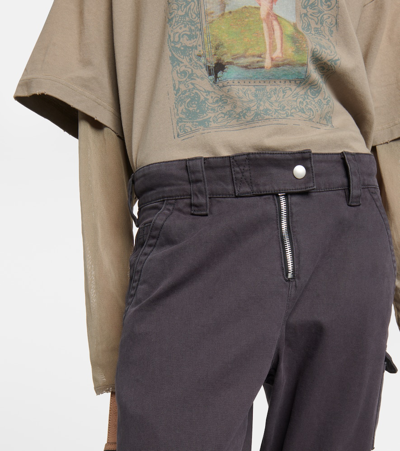Acne Studios Washed Cotton-canvas Wide-leg Cargo Trousers In Grau