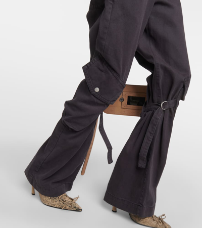 Acne Studios Washed Cotton-canvas Wide-leg Cargo Trousers In Grau