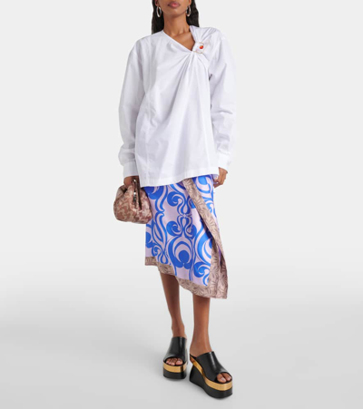 Dries Van Noten Embellished Cotton Poplin Blouse In White
