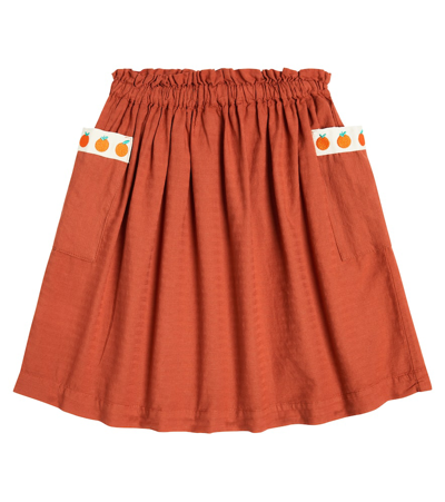 Shop Bobo Choses Gathered Cotton Skirt In Red