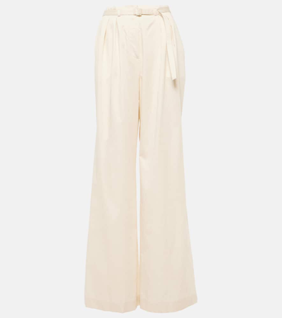 Shop Joseph Tunis High-rise Cotton Wide-leg Pants In Weiss