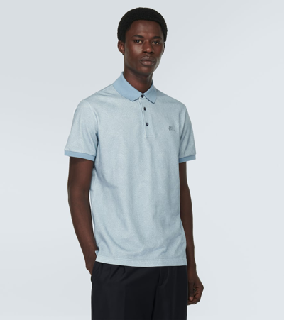 Shop Etro Paisley Cotton Polo Shirt In Blau