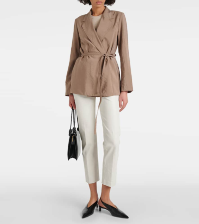 Shop Joseph Mayet Silk-blend Twill Blazer In Brown