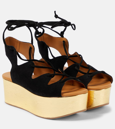 Shop See By Chloé Liana 70 Suede Platform Sandals In Black