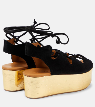 Shop See By Chloé Liana 70 Suede Platform Sandals In Black