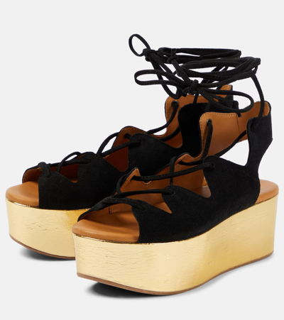 Shop See By Chloé Liana 70 Suede Platform Sandals In Black