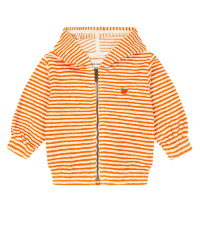 Shop Bobo Choses Baby Striped Terry Hoodie In Orange