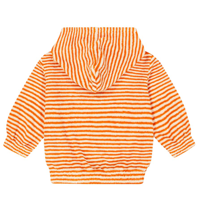 Shop Bobo Choses Baby Striped Terry Hoodie In Orange