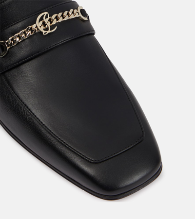 Shop Christian Louboutin Mj Moc Leather Loafers In Black