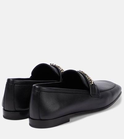 Shop Christian Louboutin Mj Moc Leather Loafers In Black
