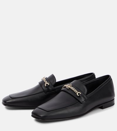 Shop Christian Louboutin Mj Moc Leather Loafers In Black