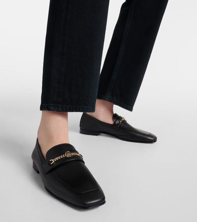 Shop Christian Louboutin Mj Moc Leather Loafers In Black