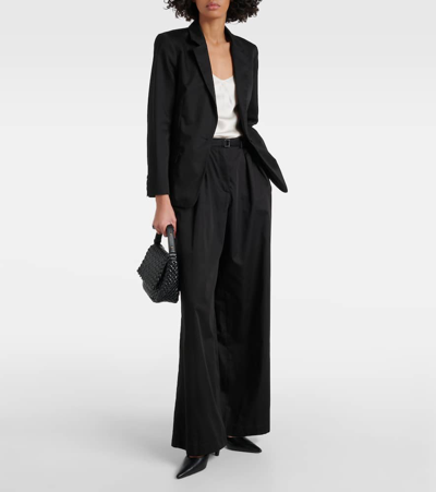 Joseph Tunis High-rise Cotton Wide-leg Pants In Black