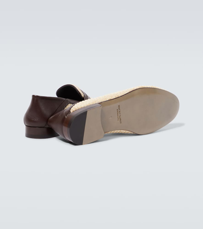 Manolo Blahnik Padstow Collapsible-heel Leather-trimmed Raffia Loafers In Beige