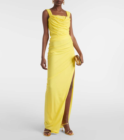 Shop Staud Maxi Stormi Gown In Yellow