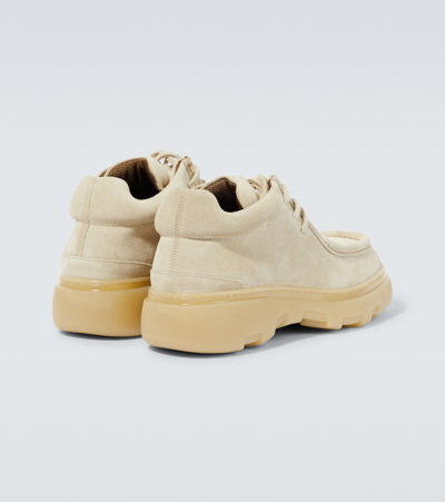 Shop Burberry Creeper Suede Lace-up Shoes In Beige