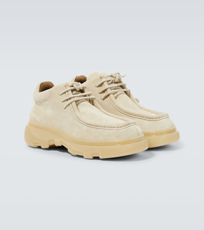 Shop Burberry Creeper Suede Lace-up Shoes In Beige
