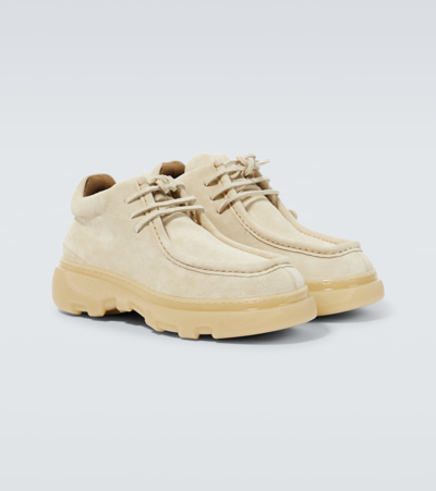 Burberry Suede Creeper Mid Shoes In Beige