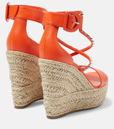 Shop Christian Louboutin Chocazeppa Spikes 120 Espadrille Wedges In Orange