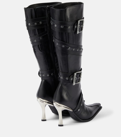 Shop Vetements Belt Leather Knee-high Boots In Black