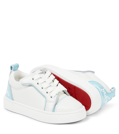 Shop Christian Louboutin Funnyto Leather Sneakers In Bianco/mineral