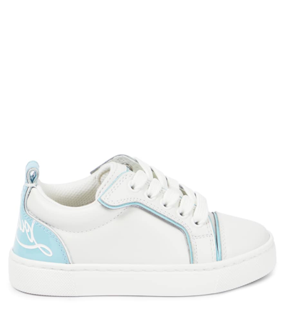 Shop Christian Louboutin Funnyto Leather Sneakers In Bianco/mineral