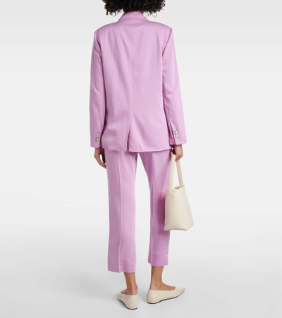 Joseph Jaden Double-breasted Wool-blend Twill Blazer In Pink