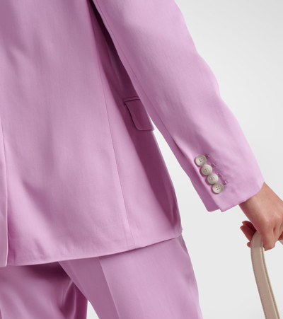 Joseph Jaden Double-breasted Wool-blend Twill Blazer In Pink