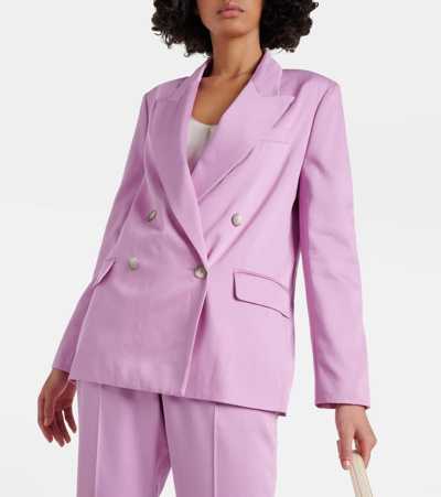 Joseph Jaden Double-breasted Wool-blend Twill Blazer In Pink