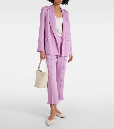 Joseph Jaden Double-breasted Wool-blend Twill Blazer In Pink
