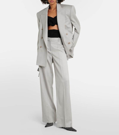 Shop Magda Butrym Mid-rise Wool Straight Pants In Grey