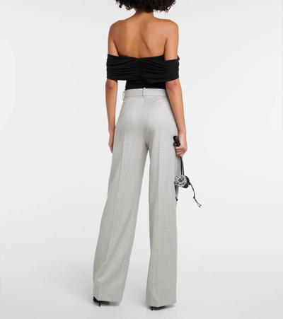 Magda Butrym Satin Straight Leg Pants With Central Crease In Gray