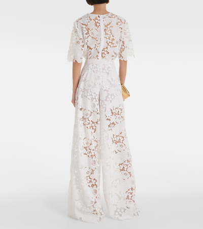 Shop Oscar De La Renta High-rise Wide-leg Lace Pants In White