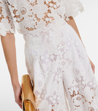Oscar De La Renta High-rise Wide-leg Lace Pants In White