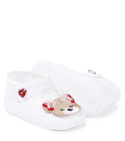 Monnalisa Baby Bear-embellished Ballet Flats In Multicoloured