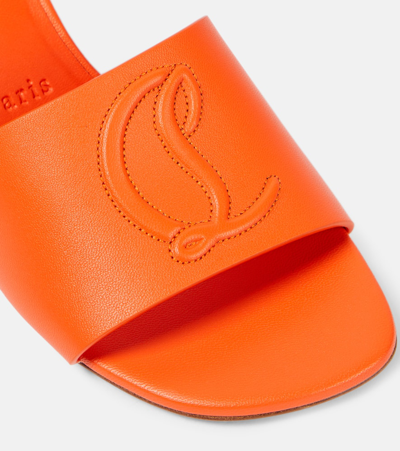 Christian Louboutin So Cl 55 Embossed Leather Mules In Orange