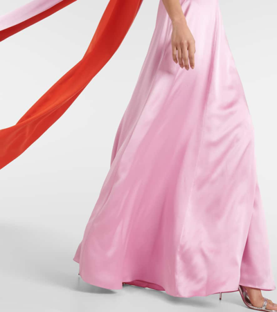 Shop Roksanda Amanita Caped Silk Gown In Pink