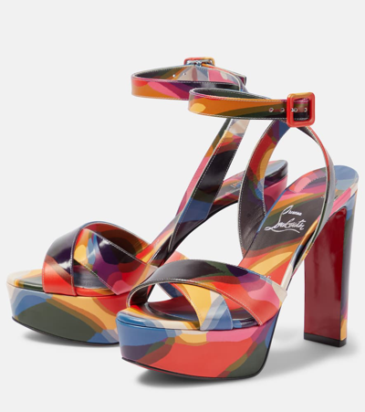 Shop Christian Louboutin Supramariza 130 Leather Sandals In Multicoloured