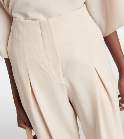 Shop Fforme Faye High-rise Wool Wide-leg Pants In Natural