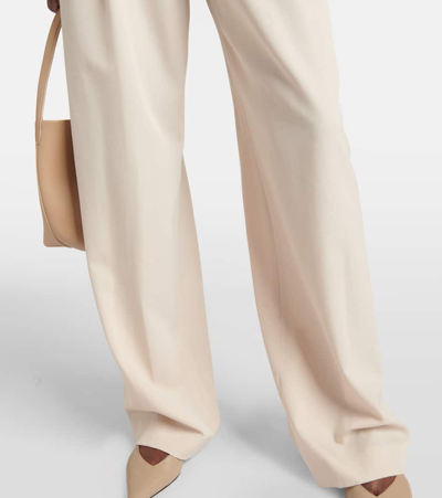 Shop Fforme Faye High-rise Wool Wide-leg Pants In Natural